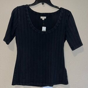 NWT Anthropologie Black Short Sleeve Scoop neck Shirt Size  M